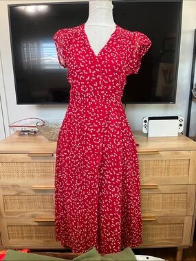 Urban Outfitters hearts Red Wrap Midi Dress
